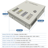 Caja de Alimentación para 9 Canales de CCTV, 12V 5A DC, con Enchufe AC, Cerradura con Llave. Ideal para Sistemas de Cámaras de Seguridad, DVRs, Cámaras IP y CCTV