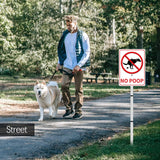 NO POOP Reflective Yard Warning Sign, Aluminum outdoor Security Sign with Stakes, Anti-UV, Rustproof, Waterproof, 10 * 7inch