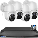 【2-Way Audio & PTZ Digital Zoom 】 4K 8MP PoE Security Camera System, Wired Outdoor & Indoor Security Cameras, Home Video Surveillance Systems,  for 24/7 Recording