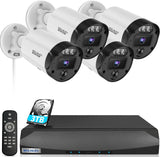 【 PIR Motion Detection & 90ft Super Night Vision】 2-Way Audio Outdoor Wired Security Camera System, Home Video Surveillance & Security Cameras Systems, 24/7 Recording