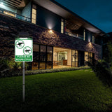 NO POOP Yard Warning Sign Solar Powered, Rechargeable LED Illuminated Aluminum Sign with Stake, Reflective Outside Security Sign Light Up For Houses