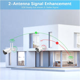 【2-Way Audio & Dual Antenna Enhanced】 3.0Megapixel Outdoor Wireless Security Camera System, WiFi Video Surveillance, Home Security Cameras NVR