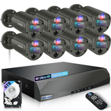 【2-Way Audio & Flashing LEDs】 Wired Security Camera System, Wired Cameras for Home Security, Home Video Surveillance System, NVR Security Camera System