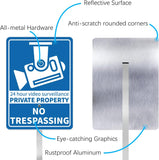 No Trespassing Reflective Video Surveillance Yard Sign, Aluminum Home Security Sign with Stakes, Anti-UV, Rustproof, Waterproof, 9*7inch