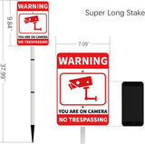 No Trespassing Sign For Private Property, Video Surveillance Street Sign, Security Yard Signs metal, Aluminum Home Security Sign with Stakes, Camera, Beware, 10x7 Inch"