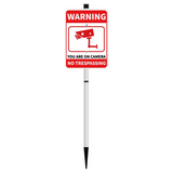 No Trespassing Sign For Private Property, Video Surveillance Street Sign, Security Yard Signs metal, Aluminum Home Security Sign with Stakes, Camera, Beware, 10x7 Inch"