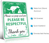 PLEASE NO POOP AND PEE NO POOP Reflective Yard Warning Sign, Aluminum outdoor Security Sign with Stakes, Anti-UV, Rustproof, Waterproof, 10 * 7inch