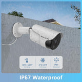 Sistema PoE de 8 cámaras IP 5MP, grabadora NVR 8 canales, audio bidireccional, detección de movimiento, grabación 24/7, visión nocturna, resistente al agua IP67 para exteriores.