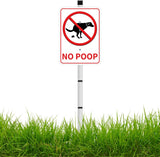 NO POOP Reflective Yard Warning Sign, Aluminum outdoor Security Sign with Stakes, Anti-UV, Rustproof, Waterproof, 10 * 7inch