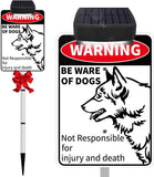 Beware of Dog Sign Solar Powered,Funny Dog Warning Signs for Private Property,Reflective yard signs with stakes,Aluminum Metal Sign,Dogs on Premises Sign,Security Street Sign 10x7 Inches