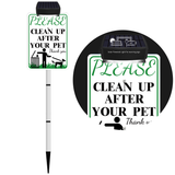PLEASE CLEAN UP AFTER YOUR PET Sign with Solar Light for Home, Rechargeable LED Illuminated Aluminum Sign with Stake, Reflective Outside Security Sign Light Up For Houses