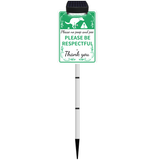 NO POOP Yard Warning Sign Solar Powered, Rechargeable LED Illuminated Aluminum Sign with Stake, Reflective Outside Sign Light Up For Houses