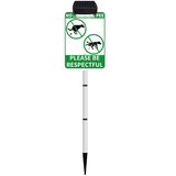 NO POOP Yard Warning Sign Solar Powered, Rechargeable LED Illuminated Aluminum Sign with Stake, Reflective Outside Security Sign Light Up For Houses