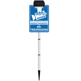 Solar No Trespassing Sign For Private Property, Video Surveillance Street Sign, Security Yard Signs metal, Aluminum Home Security Sign with Stakes, Camera, Beware, 10x7 Inch"