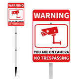 No Trespassing Sign For Private Property, Video Surveillance Street Sign, Security Yard Signs metal, Aluminum Home Security Sign with Stakes, Camera, Beware, 10x7 Inch"