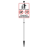 NO POOP Yard Warning Sign Solar Powered, Outdoor Rechargeable LED Illuminated Aluminum Sign with Stake, Reflective Outside Sign Light Up For Houses